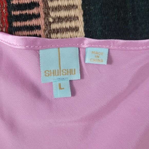 NWT Shu Shu Silk Lace Babydoll Camisole‎ Top Sz L Pink Silky Coquette Fairy Y2K - Picture 3 of 6